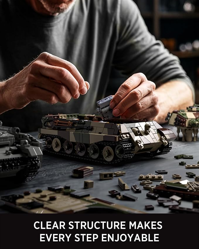 Nifeliz King Tiger Tank Building Set WW2 Military Tank Model Toy for Adults Collectible Army Display Piece and Gift for Enthusiasts (1267 PCS NF10315)
