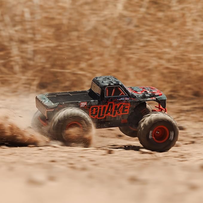 ARRMA RC Truck 1/10 Quake 223S 2WD RTR (Battery and Charger Not Included) Brushless Monster Truck Red ARA3537T1