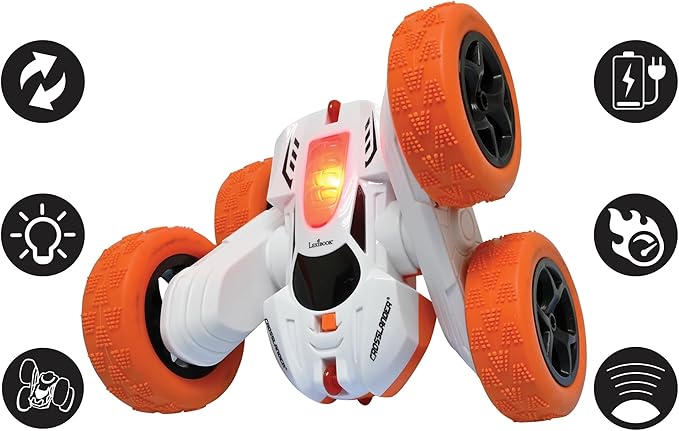 LEXiBOOK- Crosslander Luminous Terrain Car Wrist Remote Rechargeable Electronic Action Kit White/Orange Color