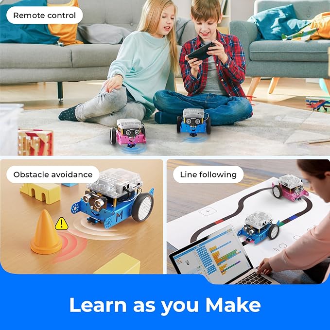 Makeblock mBot Robot Kit with Scratch Coding Box STEM Projects for Kids Learn to Code with Scratch Arduino Programmable Robot with 4 Programming Learning Projects Gifts for Boys Girls Aged 8-12
