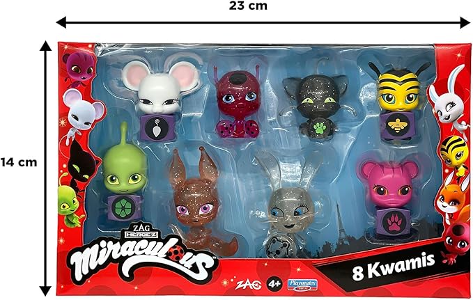 Bandai - Miraculous Tikki Plagg Trixx Wayzz Pollen Nooroo Fluff and Duusu 8 Kwamis Pack - Mini Figure Collection-P50532 P50532 Multi-Colour