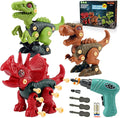 FREE TO FLY Dinosaur Toys Gifts for 3 4 5 6 7 8 Year Old Boys: Stem Dinosaur Toy for Kids 3-5 Girls Toddler Building Learning Eductional Take Apart Dino Toys with Electric Drill Birthday
