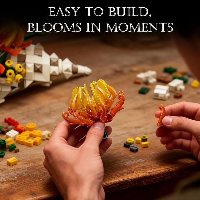 Chrysanthemum Building Set MOC Chrysanthemum Botanicals &amp Conch Model Kit for Home Office Decor Artificial Flower Gift Toy for Adults Woman 14+ (585PCS)
