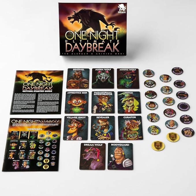 One Night Ultimate Daybreak by Bezier Games | Standalone Hidden Role Mystery with Social Deduction | App-Supported Bluffing Experience | 3-10 Players Ages 8+ | 10 Minutes