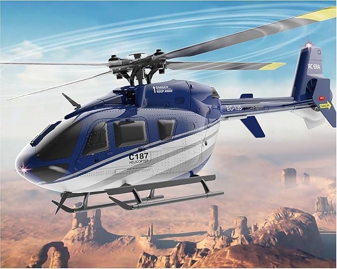 EC135 C187 Remote Controlled Heli Aircraft Plane RC Helicopter add Optical Flow Positioning Single Rotor No Ailerons 6-Axis Gyroscope Altitude Hovering Aerobatics for Adults Beginners