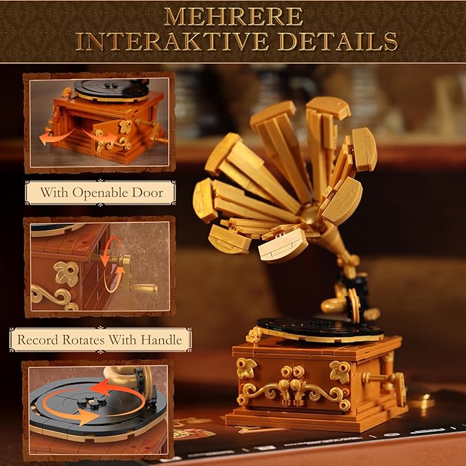3 in 1 Building Block Sets Retro Camera Telephone Record Player Building Toys 1438 Pcs Vintage Collectible Model Kit for Home Office Decor Nostalgic 80s Gift for Adults &amp Teens 14+