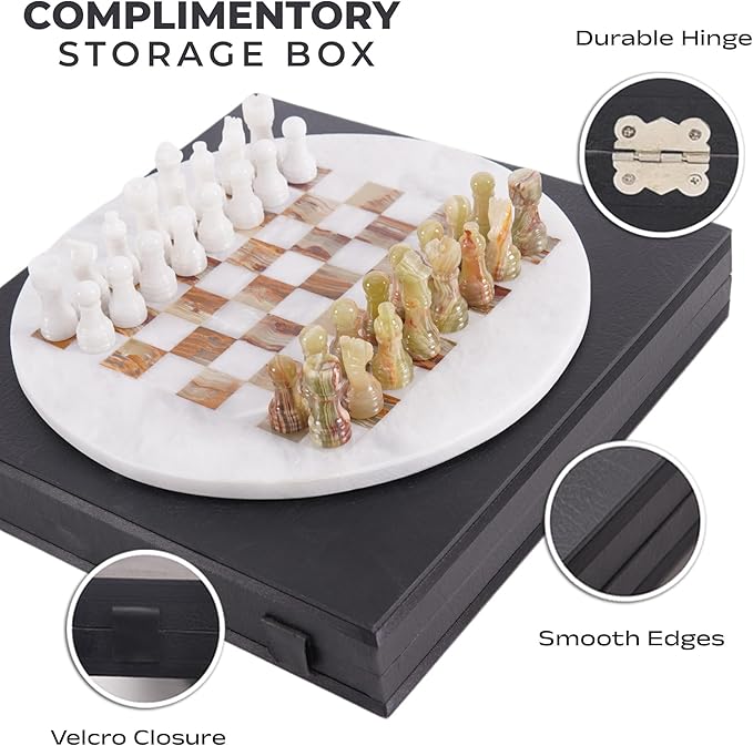 Marble Chess Set for Adults with Complementary Storage Box 15 White &amp Green Handmade Board Games for Adults Premium Chess Set Board Game with Extra Queens