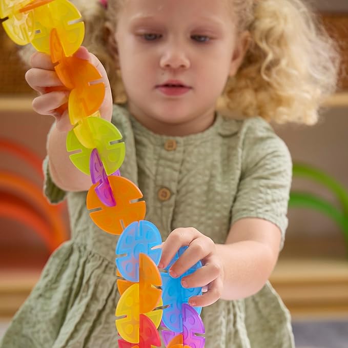 Guidecraft Interlox Discs - 96 Piece Set: Kids STEM Learning and Construction Toy Creative and Educational Building Set for Toddlers