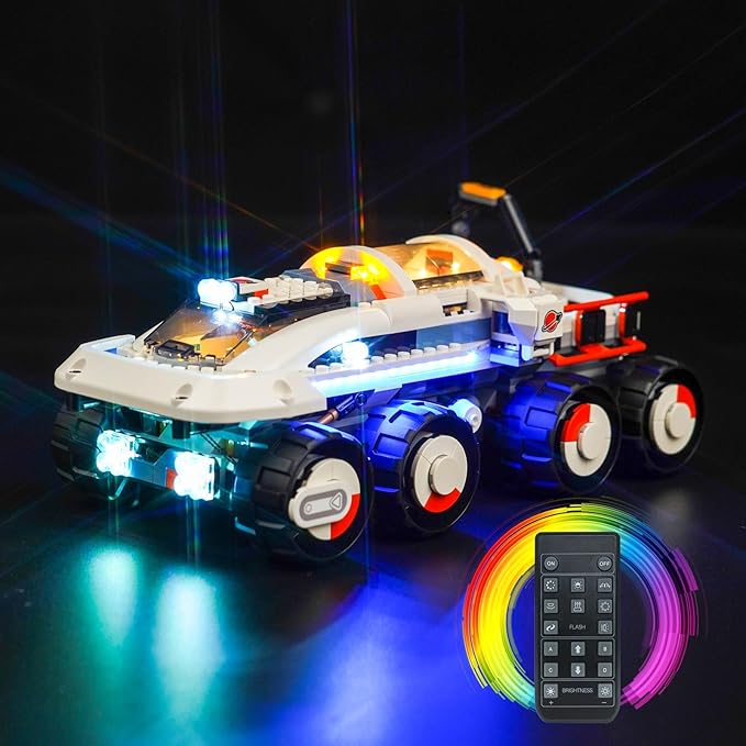 Upgraded Led Light Kit for Lego Command Rover and Crane Loader Outer Space Building Set Remote Control Version Compatible with Lego 60432 (Model Not Included)