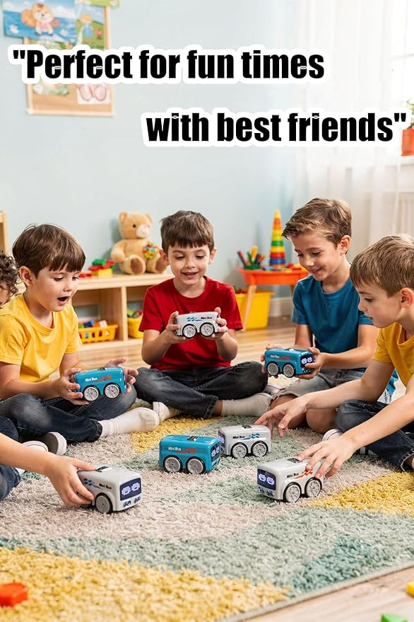 (2PCS) Magic Mini Bus Follows Line Car Inductive Mini Interactive Cars Follows The Line Intelligent Line Tracking System with Dynamic LED Expressions Educational STEM (1+1)