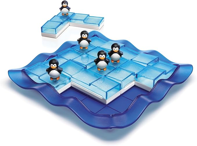 SmartGames Penguins on Ice – Sliding Logic Puzzle Game with 60 Challenges STEM Brain Teaser for Kids Ages 6+ Travel-Friendly Single Player Puzzle