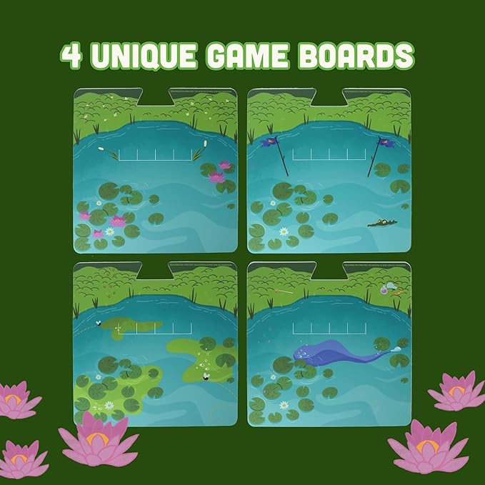 Frogs on Logs – A Fast-Paced Frog-Launching Board Game for Kids &amp Families – Match Aim &amp Launch Frogs – 2-4 Players Ages 8+ – Fun Family Game for Boys &amp Girls