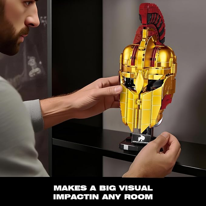 Ideas Roman Centurion Helmet Building Set Collectible Cool Soldier Helmet Home Display Model Compatible with Lego for Adults STEM Gift Toy for Teens Boys 8-14 (850 PCS)