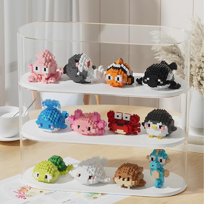 Small Toy GiftParty Favors for Kids12 Boxes Marine Animals Micro Mini Building Blocks Set Birthday Gift for Kids Ages 8-16+
