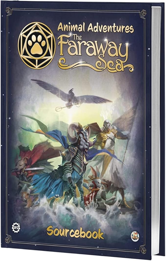 Steamforged Games Animal Adventures Faraway Sea Sourcebook with 10 Battle Maps Bundle with Miniatures: Raiders of the Lost Coast Time in a Bottle Animals Cats and Dogs of the Faraway Sea (6 Items)