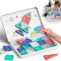 Magnetic Tiles Travel Set 40 PCS Morandi Building Block with Tin Box- 90Mins Quiet Play 45s Cleanup - Airplane Car Trip Activity Toy for Boys Age 3 4 5 6
