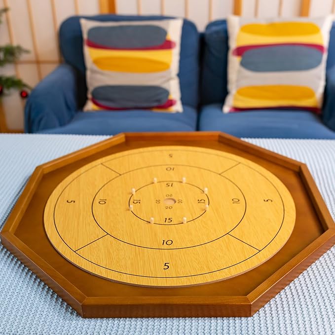 27 Inch Crokinole Board Game Crokinole &amp Checkers with 22 Inch Playing Surface 24 Discs and Storage Bag Canadian Heritage Tabletop Games Dexterity Krokinole Games for Families and Friends
