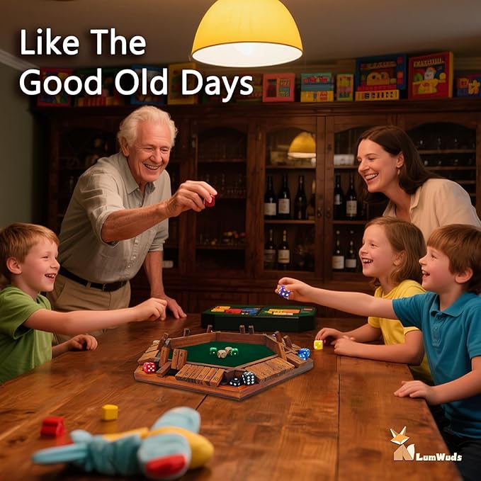 Shut The Box Game Wooden Board Game for 1-6 Players with 16 Dice Dice Game for Adults &amp Kids at Home Classroom or Parties