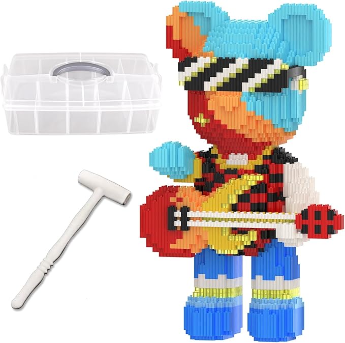 Bear Building Blocks with Organizer Bins (3000PCS) Fluorescent Bricks &amp Stroage Drawer Gift for Adults &amp Kids Ideal for Home &amp Office Decor QR Code User Manual 8883