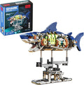 687-PCS Mechanical Shark Building Set with LED Light Movable Linkage Gears Display Stand - Ocean Building Block Toy for Adults Teens Kids Age 12+