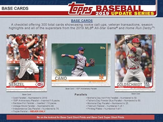 2019 Topps Update Baseball Hanger Box (67 Cards 2 Perennial All-stars)