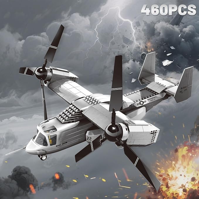 V22 Tiltrotor Aircraft Building Block Set Military Transport Plane Model- Compatible with Lego Military (460 PCS)