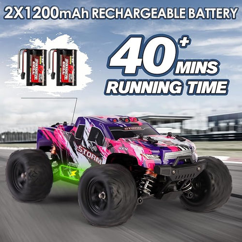 1:18 Scale RC Cars for Adults 40KM/H Fast RC Cars 2.4Ghz Remote Control Car 4X4 Off-Road Waterproof Monster RC Truck Remote Control Truck with 2 Shells and 2 Rechargeable Batteries