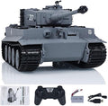 POCO DIVO German Tiger I Heavy Tank 1/24 Infrared IR Combat Panzer RTR 2.4Ghz RC Armored Vehicle Taigen 3841-11-M Standard Paintless Middle Version Sound Light Recoil WWII Military Model Gray