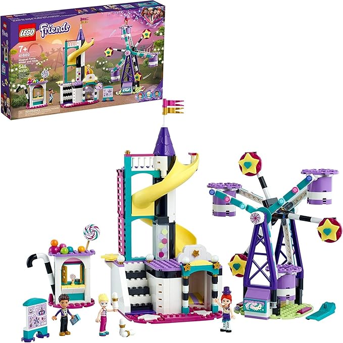 LEGO Friends Magical Ferris Wheel and Slide 41689 Building Kit for Kids Theme Park with 3 Mini-Dolls New 2021 (545 Pieces)
