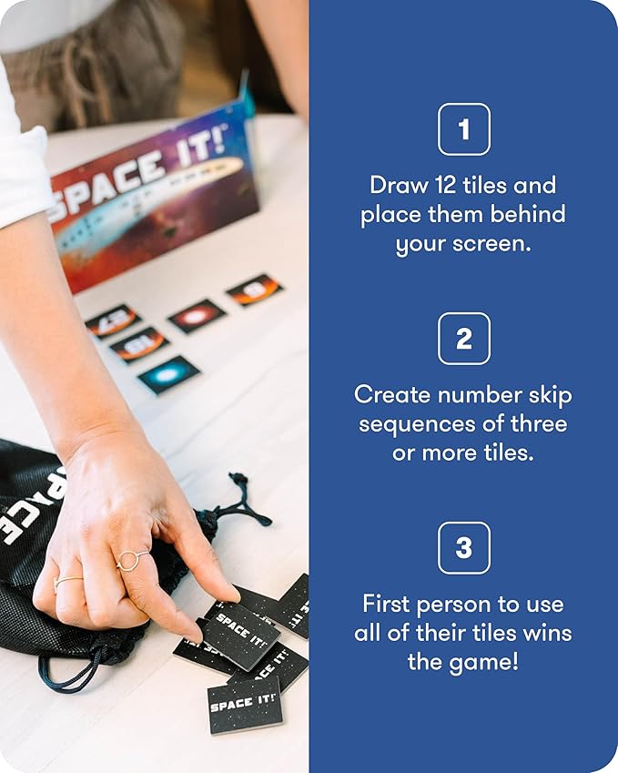 SimplyFun Space It! - Educational Kids’ Game - Math Game for Kids Focused on Skip Sequencing - 2-5 Players Ages 8 &amp Up