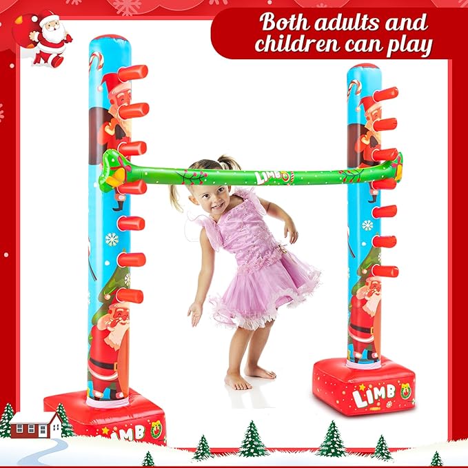 Threan 60 Inch Christmas Inflatable Limbo Xmas Party Game Limbo for Holiday Adults Fun Stick Toys for Christmas Birthday Indoor Outdoor Party Games Picnic Pool