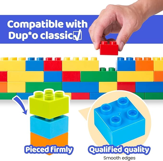 240 Piece Large Building Blocks for Toddlers 3 and up Classic Building Bricks Set for Kids of All Ages Compatible with Duplos and Most Brands