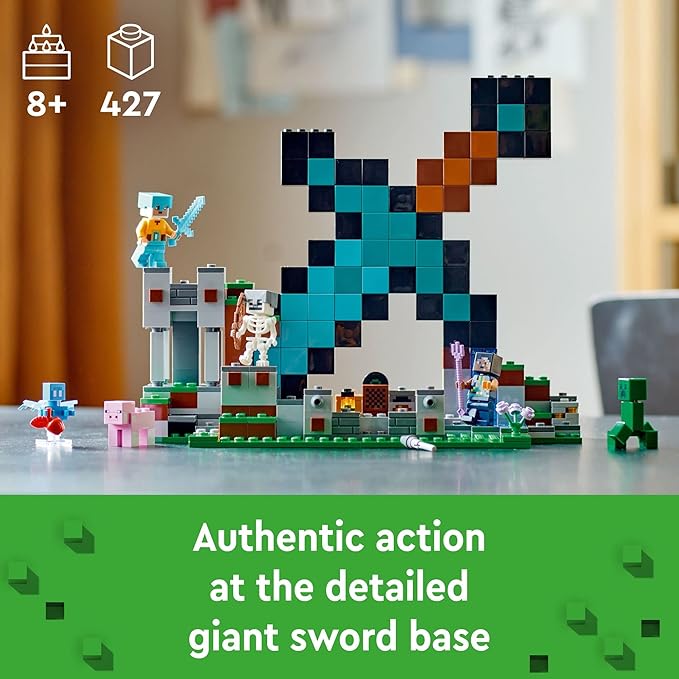 LEGO Minecraft The Sword Outpost 21244 Building Toys - Featuring Creeper Warrior Pig and Skeleton Figures Game Inspired Toy for Fun Adventures and Play Gift for Kids Boys and Girls Ages 8+
