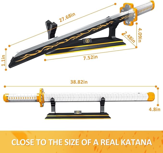 Zenitsu Demon Swords Building Set39in Demon Sword Building Block with Scabbard and Stand Model Kits ToyCreative Samurai Sword Gifts for Adults and Kids Boys 8-14 (956 PCS)