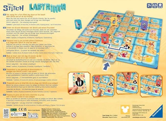 Ravensburger Stitch Labyrinth Board Game - A Strategic Maze Challenge for Family Game Nights Featuring Favorite Disney Characters - 2-4 Players - Kids &amp Adults Ages 7+
