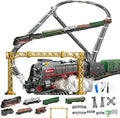RC Train Set Electric Train Track Model with Carriage and Long Track Alloy Steam Locomotive Engine Train Gift for Teens (Model 62904B)