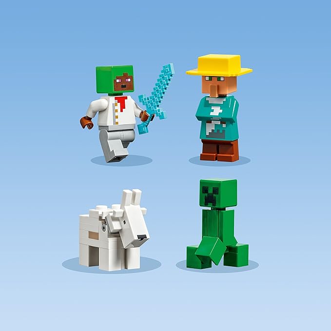LEGO Minecraft The Bakery Building Kit 21184 Game-Inspired Minecraft Toy Set for Kids Girls Boys Age 8+ Featuring 3 Minecraft Figures and Goat with Village and Treasure Chest Accessories Gift Idea