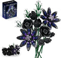 Flower Bouquet Building Set 12 Gothic Black Rose and Lotus Botanical Collection Building Block Toy Compatible with Lego Flowers for Adults Women Home Decor Gift for Valentine Mother's Day