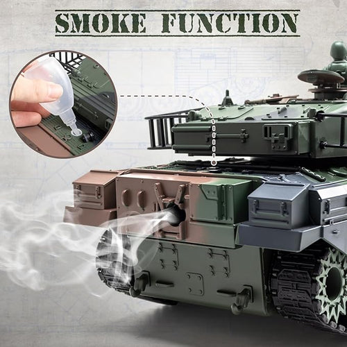 1:18 RC Tank 2.4Ghz US M60 Remote Control Tank Model Toys 15 Channel Battle Military Toy with Smoke Light Sound Volume Switch Army Toy for Adult and Kid