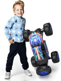 DEERC Large 1:8 Scale Upgraded Monster Truck Remote Control Car for Adults Boys Off Road RC Cars with Realistic Sound 2.4Ghz 4WD Rock Crawler Toy All Terrain Climbing 2 Batteries for 80 Min Play