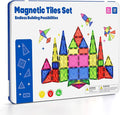 Jumbo Magnetic Tiles with Secure Metal Case 32 Pcs Large Magnetic Building Blocks for Kids 3-8 STEM Toys for Toddlers Preschool Learning Montessori Toys Age 3+ Boy Girl Gift