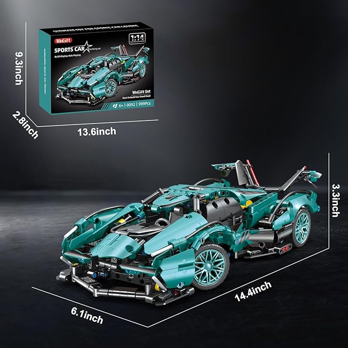 999 Piece Sports Car Building Blocks Toys Boys or Adults Kits 1:14 Race Car Model Building Set Adult Collectible Model Cars Set to Build STEM Super Cars Sets for Boys Girls Age 6-12 8-14