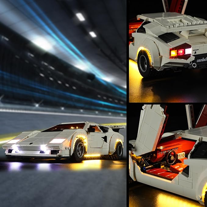 Vaodest Led Light for Lego 10337 Lamborghini Countach 5000 Quattrovalvole Building Blocks ModelDesign and Configuration Compatible with Model 10337(Led Light Only Not Building Block Kit)