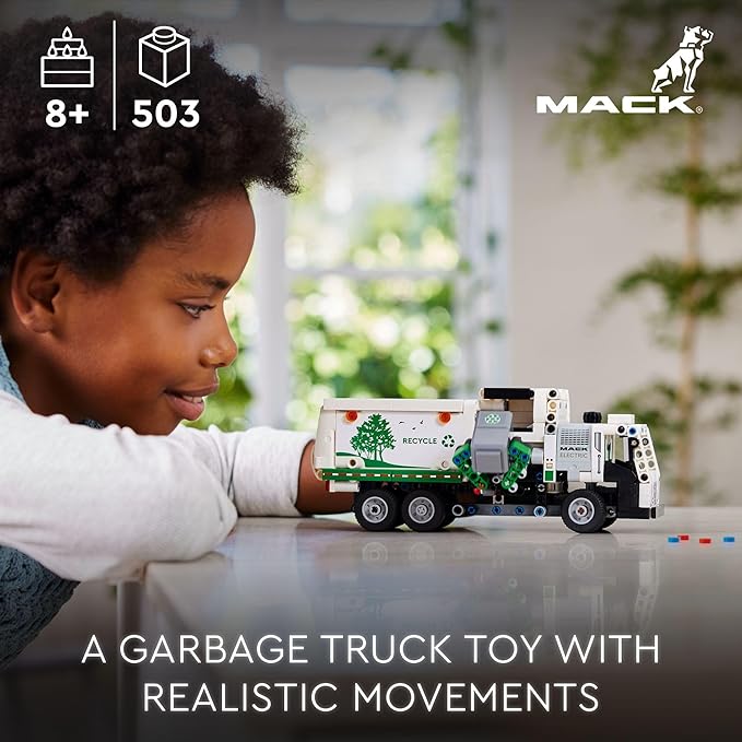 LEGO Technic Mack LR Electric Garbage Truck Toy Buildable Kids Truck for Pretend Play Great Gift for Boys Girls and Kids Ages 8 and Up who Love Recycling Toys and Vehicles 42167