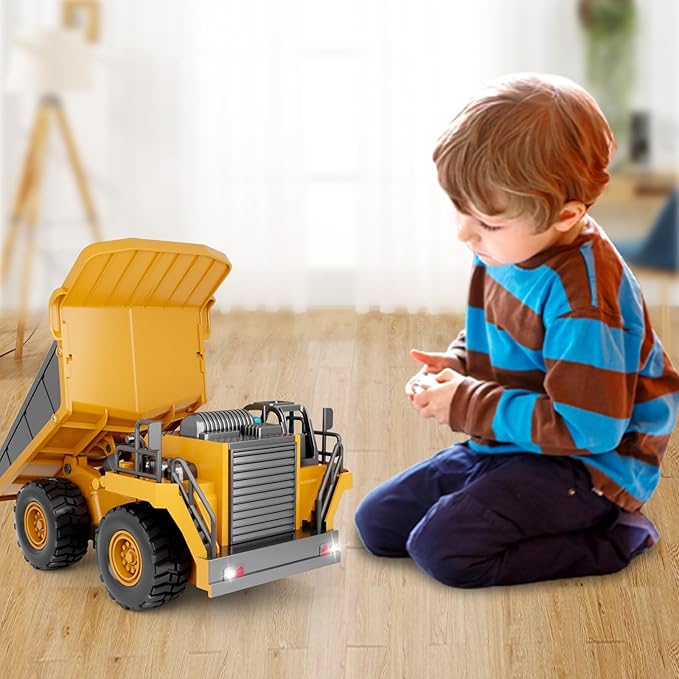 Dwi Dowellin Remote Control Dump Truck Toys for Boys 4-7Construction Rc car with Lights/Sounds for Kids Age 8-12 Year OldIdeal for Boys Age 3+