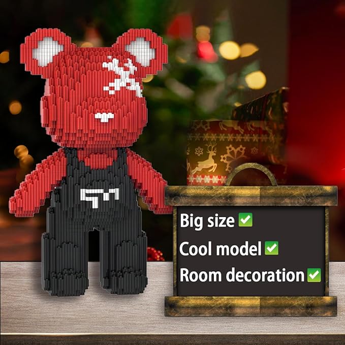 Teddy Red Bear Micro Building Blocks Set(4500Pieces) Christmas Bear Winktoys Building Blocks Gift for Adult and Kid