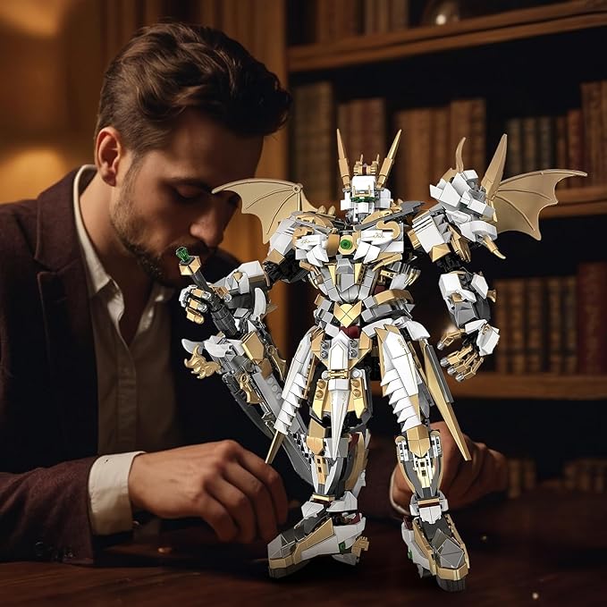 HIGH GODO Hero Mech Building Blocks Set for AdultsGolden Armor Robot Model Building Kit with Classic Swords Hard Core Chinoiserie Style Collectible Ninja Gifts for Man Teens Ages 14+ (1609 Pieces)