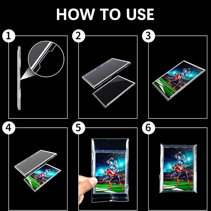 30-Pack Slim Card Holders - UV Protection Hard Plastic Cases for Sports Cards Baseball Cards Collectibles Anti-Scratch Trading Card Sleeves with Secure Closure