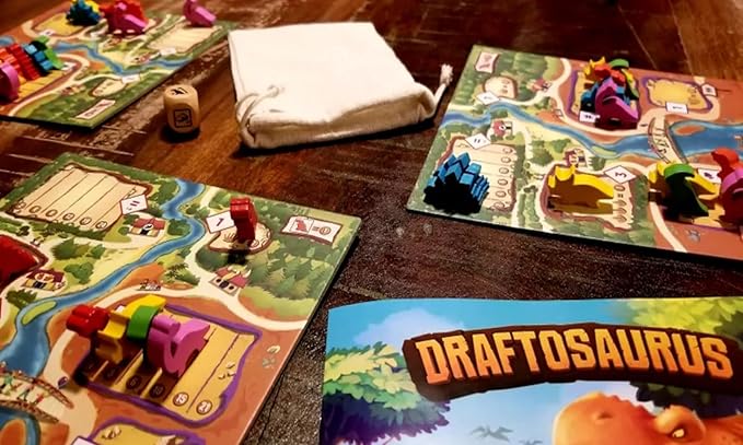 Ankama - Draftosaurus - Jeu de Base - Rédaction de Cartes - Lancer de Dés - Sélection d'Actions Simultanées - Jeu de Stratégie - Déroulement Rapide - Français - 2 à 5 joueurs - ANK9551
