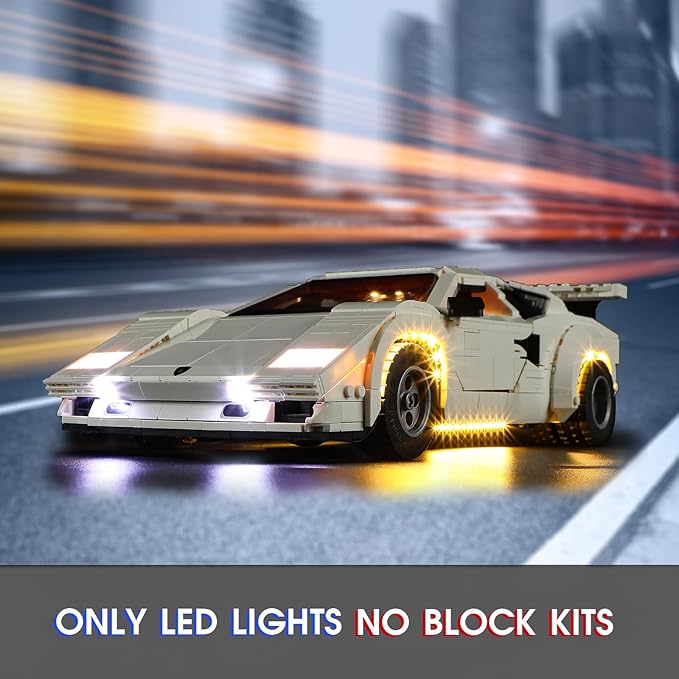 Vaodest Led Light for Lego 10337 Lamborghini Countach 5000 Quattrovalvole Building Blocks ModelDesign and Configuration Compatible with Model 10337(Led Light Only Not Building Block Kit)